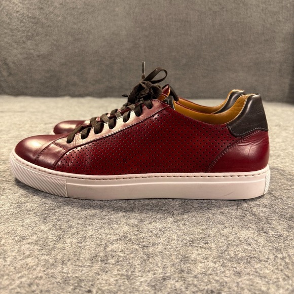 Magnanni Shoes Mens Size 11 Red Leather Perforated Low Top Casual Sneakers 21572 - Picture 6 of 15